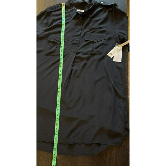 NWT Equipment Femme True Black Short Sleeve Silk Major Shirt Dress Size Large - Picture 7 of 7